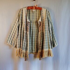 Boho Embroidered Tassel Stripe Jacket Women's - Knox Rose - PLUS SIZE (XXL)